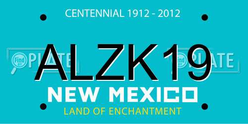 ALZK19 New Mexico License Plate