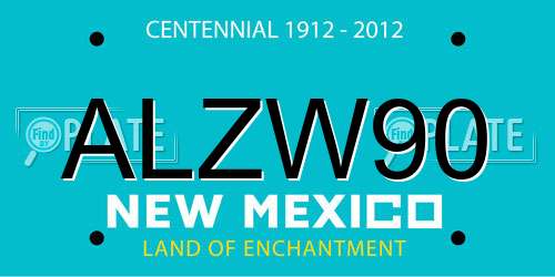 ALZW90 New Mexico License Plate