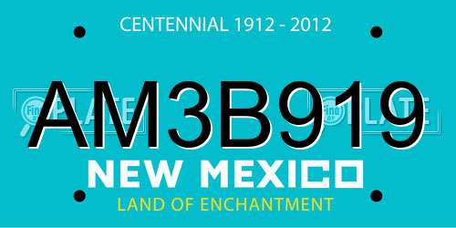 AM3B919 New Mexico License Plate
