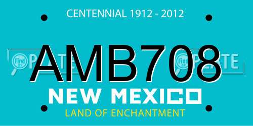 AMB708 New Mexico License Plate
