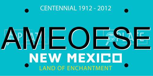 AMEOESE New Mexico License Plate