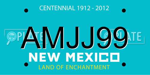 AMJJ99 New Mexico License Plate