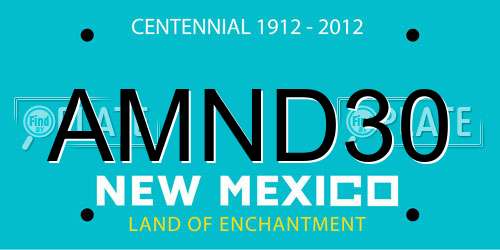 AMND30 New Mexico License Plate