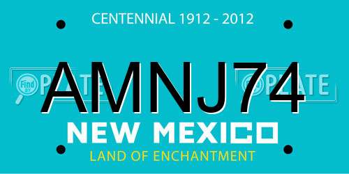 AMNJ74 New Mexico License Plate
