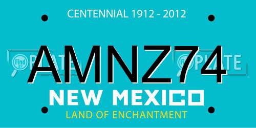 AMNZ74 New Mexico License Plate