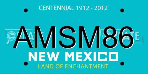 AMSM86 New Mexico License Plate