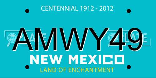 AMWY49 New Mexico License Plate