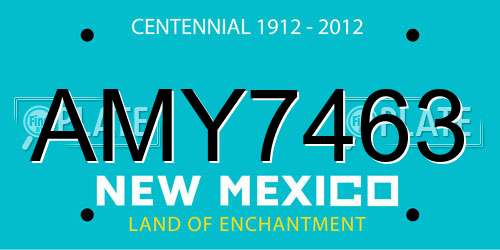 AMY7463 New Mexico License Plate