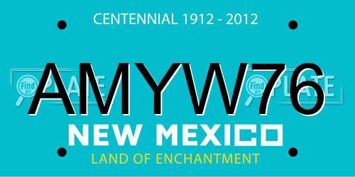 AMYW76 New Mexico License Plate