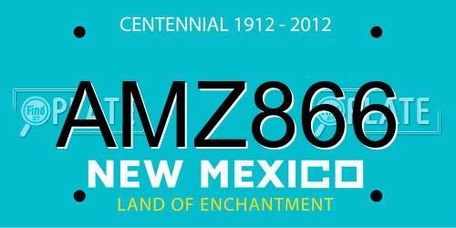 AMZ866 New Mexico License Plate