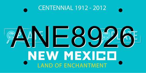 ANE8926 New Mexico License Plate