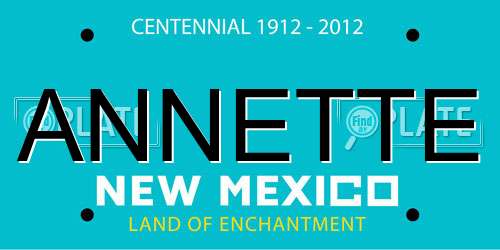 ANNETTE New Mexico License Plate