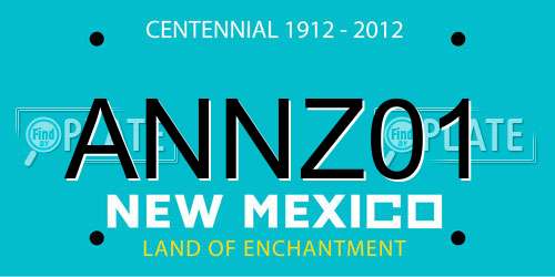 ANNZ01 New Mexico License Plate
