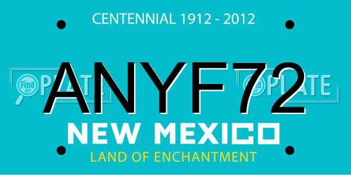 ANYF72 New Mexico License Plate