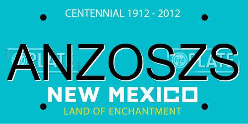 ANZOSZS New Mexico License Plate