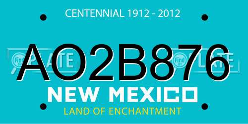 AO2B876 New Mexico License Plate