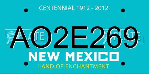 AO2E269 New Mexico License Plate