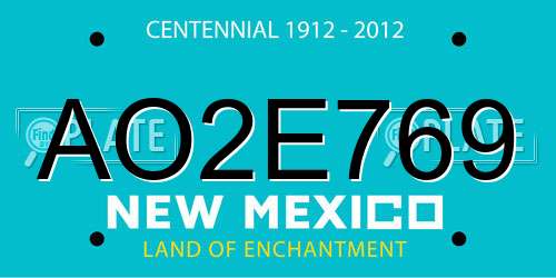 AO2E769 New Mexico License Plate