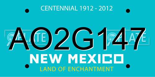 AO2G147 New Mexico License Plate