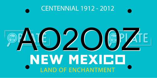 AO2O0Z New Mexico License Plate