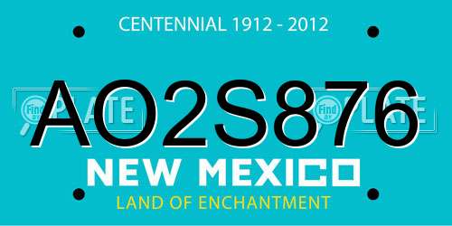 AO2S876 New Mexico License Plate
