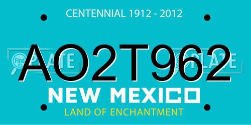 AO2T962 New Mexico License Plate