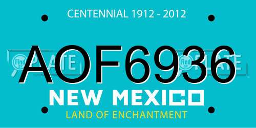 AOF6936 New Mexico License Plate