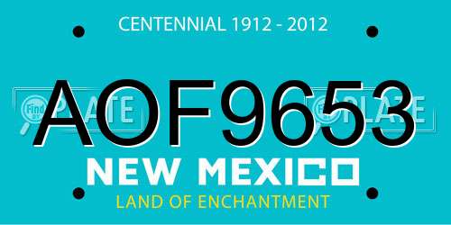 AOF9653 New Mexico License Plate