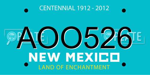 AOO526 New Mexico License Plate