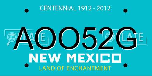 AOO52G New Mexico License Plate