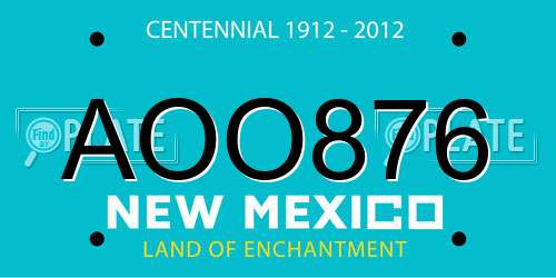 AOO876 New Mexico License Plate