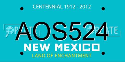 AOS524 New Mexico License Plate