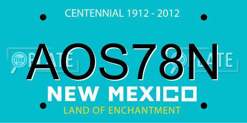 AOS78N New Mexico License Plate