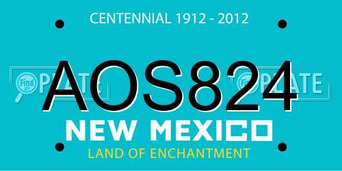 AOS824 New Mexico License Plate