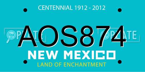 AOS874 New Mexico License Plate