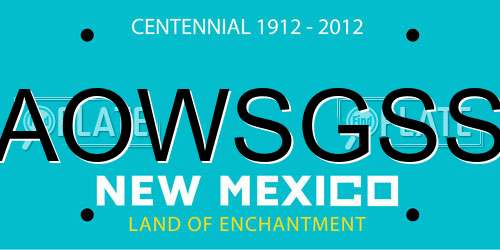 AOWSGSS New Mexico License Plate