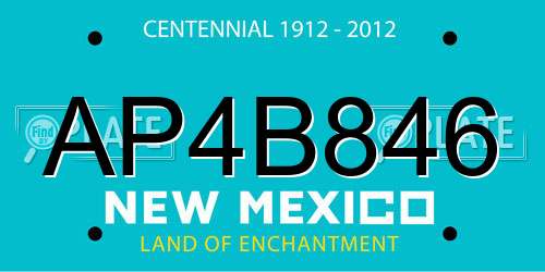 AP4B846 New Mexico License Plate