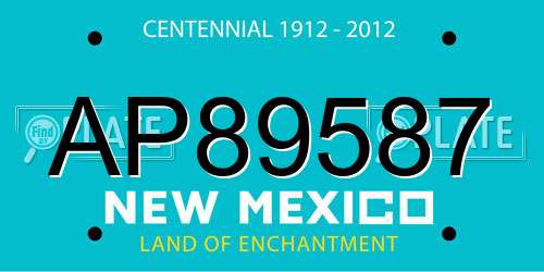 AP89587 New Mexico License Plate