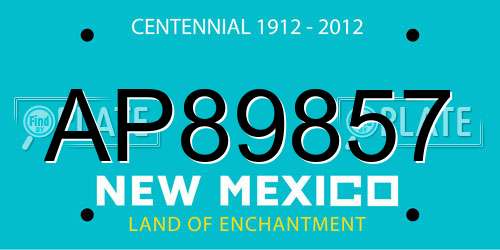AP89857 New Mexico License Plate