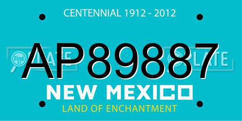 AP89887 New Mexico License Plate