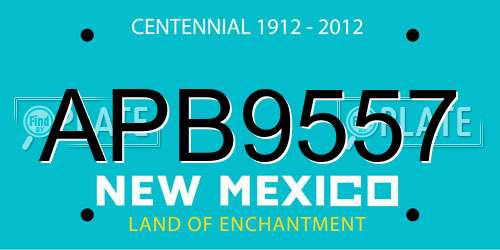 APB9557 New Mexico License Plate