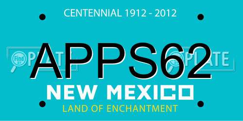 APPS62 New Mexico License Plate
