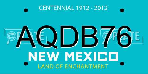AQDB76 New Mexico License Plate