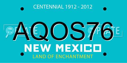 AQOS76 New Mexico License Plate