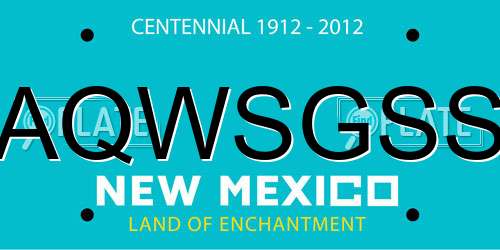 AQWSGSS New Mexico License Plate