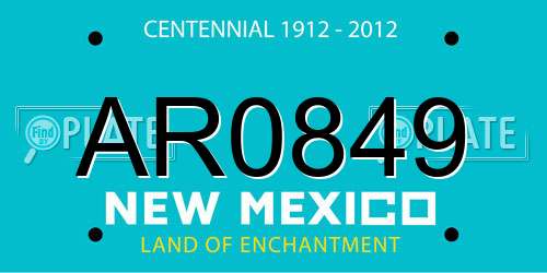 AR0849 New Mexico License Plate