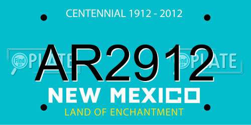 AR2912 New Mexico License Plate