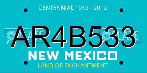 AR4B533 New Mexico License Plate