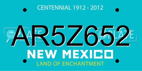 AR5Z652 New Mexico License Plate