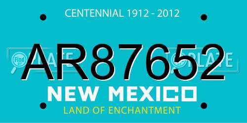 AR87652 New Mexico License Plate